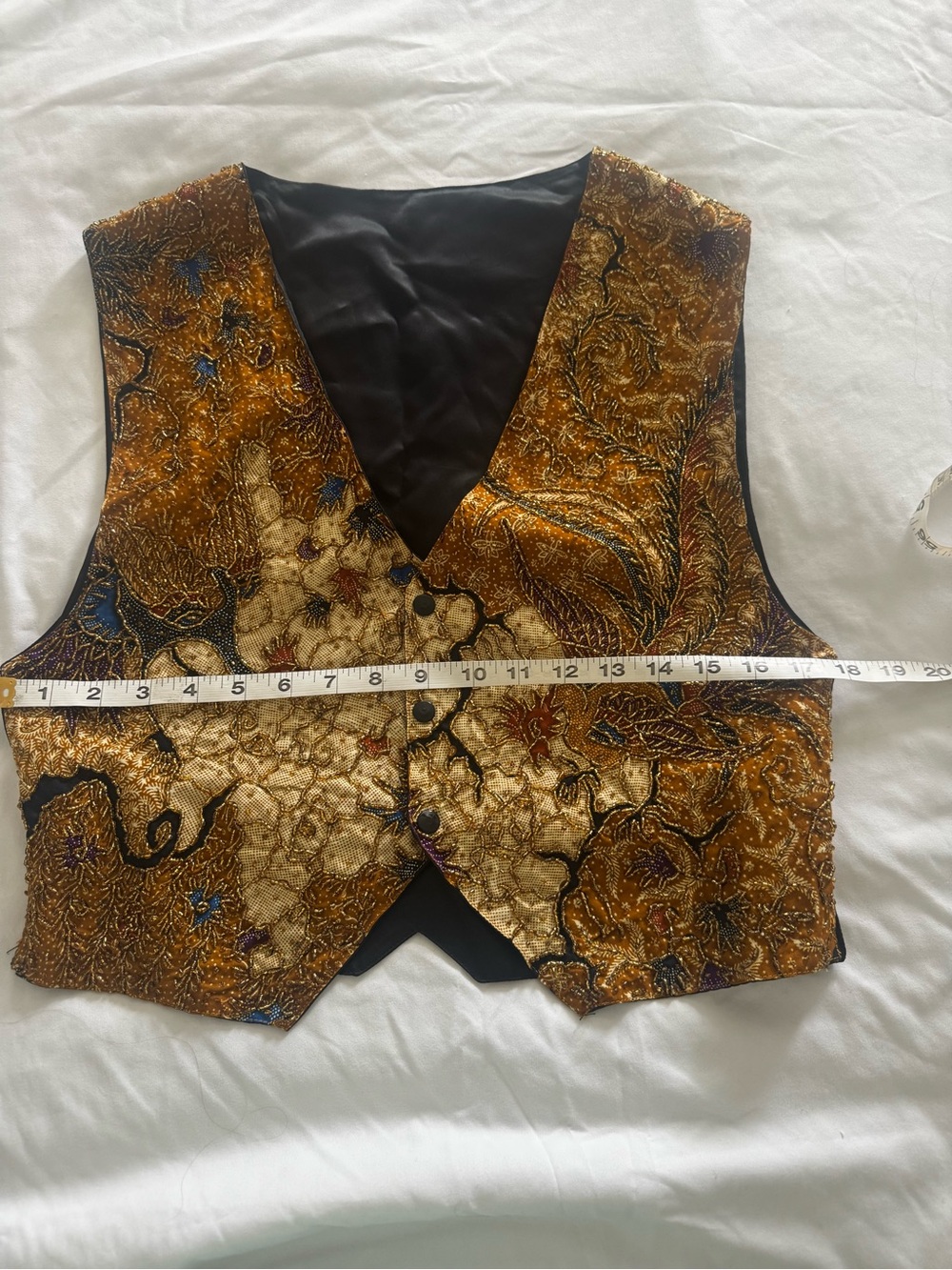 Gold KENAR Women's Vest - Elegant Embroidered Waistcoat SZ M - Picture 6 of 9